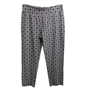 J McLaughlin Women's Black Print Catalina Cloth Pants Size 14 Travel Preppy - Picture 1 of 10