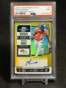 2023 Panini Contenders Optic Marvin Mims RC Rookie Ticket Gold Auto /10 PSA 9 - Bild 1 von 2