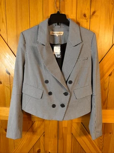 Chaqueta corta blazer Free People Med Betty holgada calce relajado pata de gallo a cuadros - Imagen 1 de 7
