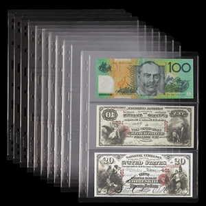 Currency Sleeves for Collectors 12 Sheets Acid-Free PVC Paper Money Currency Poc - Picture 1 of 12