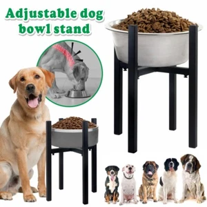 Single Stand Elevated Dog Bowl Adjustable Raiser Feeder Holder For Large Dogs - Picture 1 of 13