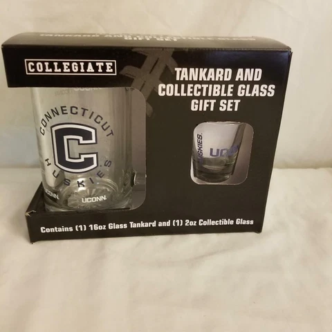 NCAA UCONN Huskies 16oz Tankard and 2oz Shot Glass Gift Set NEW Cover
