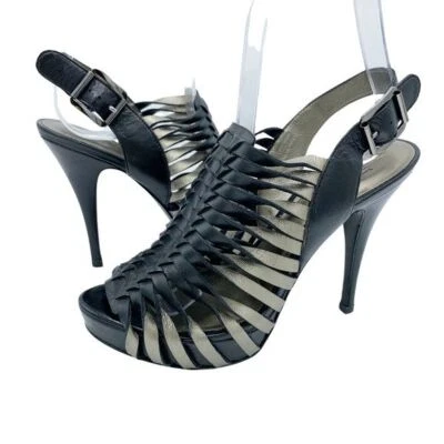 Pelle Mode Leather Heels Platform Caged Sandals 6 - Image 1 of 4