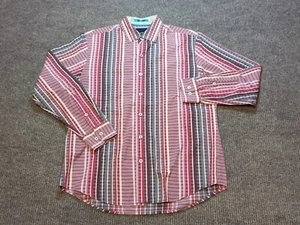 Tommy Bahama Shirt Mens Medium Blue Purple Stripe Button Long Sleeve Cotton - Picture 1 of 7