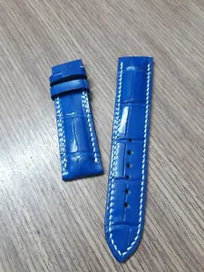 BLUE GENUINE ALIGATOR CROCODILE LEATHER WATCH BAND STRAP 22mm 20mm - Picture 1 of 5