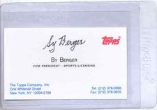 Sy Berger 1952 Topps Designer Autographed Signed Logo Business Card DECEASED