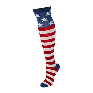 AMERICAN FLAG USA STARS AND STRIPES Knee High Socks Shoe Size 6-10 - Picture 1 of 4