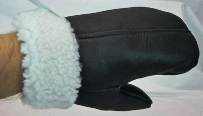 4 COLOR REAL GENUINE SHEEPSKIN SHEARLING LEATHER MITTENS UNISEX Fur Winter S-2XL - Image 1 of 4