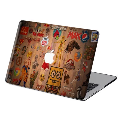 木质卡通彩绘橡胶硬外壳 钥匙套 适用于 2024 全新 Macbook Air Pro — 第 1/4 张图片