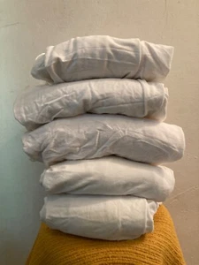 Solid White Fitted Sheets, Set Of 5, 100% Cotton, West Germany, Vintage - Picture 1 of 9