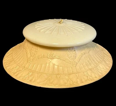 Large 14” Duplexalite Enamel & Glass Chandelier Light Shade b - Image 1 of 4