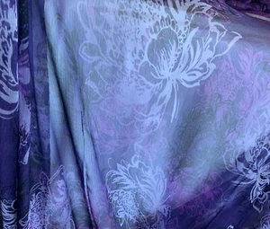 Large Scale Purple Floral - Crinkle Silk Chiffon Fabric - Picture 1 of 5