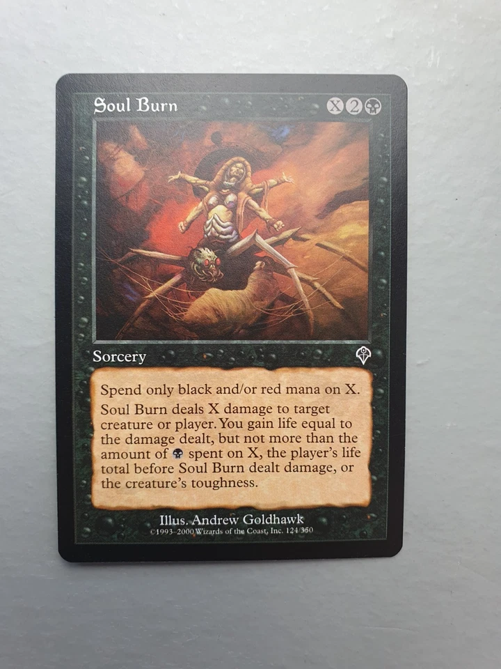 Soul Burn , MTG Invasion (2000). Common Black Sorcery NM - Image 1 of 2