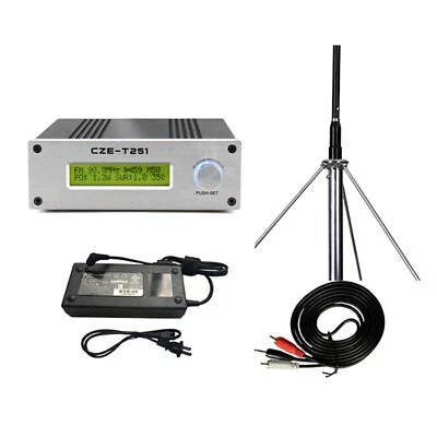 Professional CZE-T251 25W FM transmitter stereo broadcast adjustable &GP Antenna - Image 1 of 4