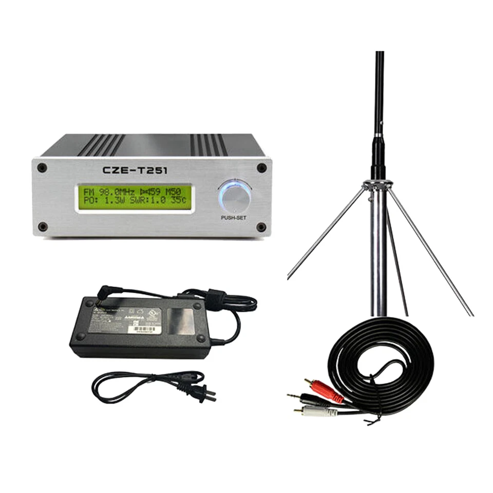 Professional CZE-T251 25W FM transmitter stereo broadcast adjustable &GP Antenna - Image 1 of 4