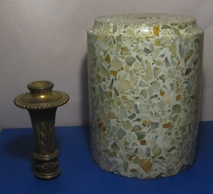 Zwei antike Abstandshalter Terrazzo & Messing von Crest Chicago Art Deco Harfe Stehlampe - Bild 1 von 11