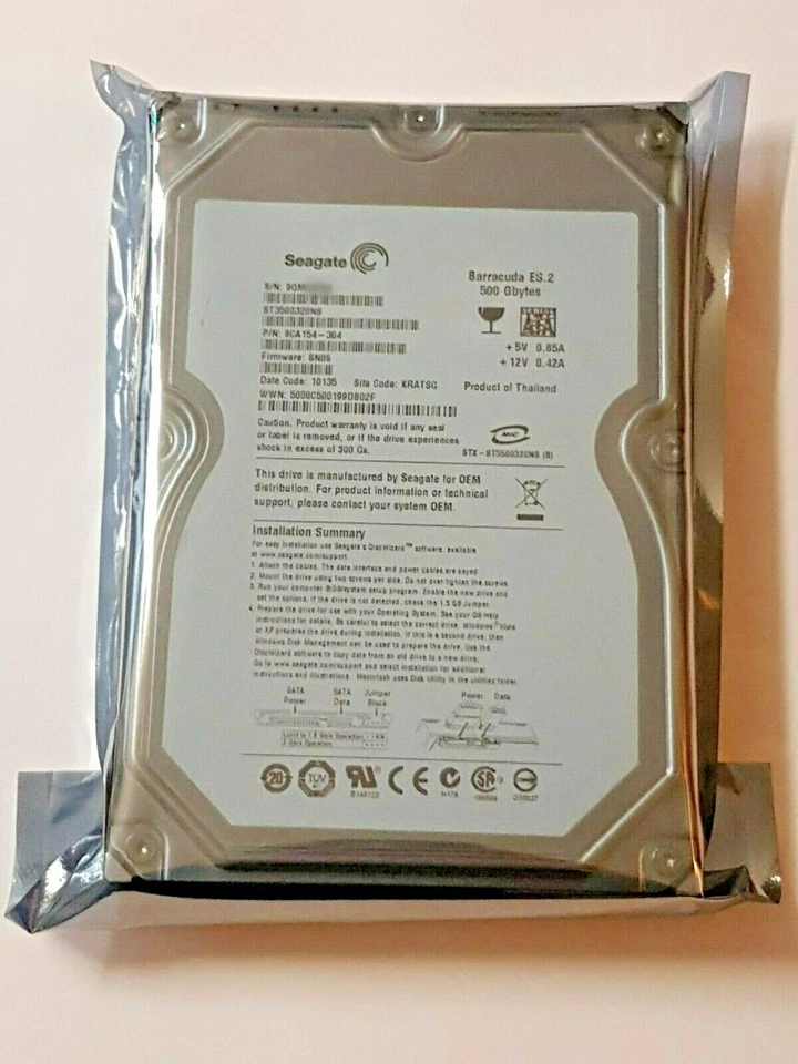 500 GB SATA Seagate barracuda ES.2 ST3500320NS Fw: SN06 7200rpm 32MB 3.5 " New - Image 1 of 1