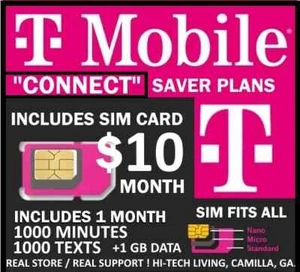 T-Mobile CONNECT ✅ SIM I MIESIĄC! ✅1000 ROZMÓW/TEKSTU + 1GB DANYCH ✅ 10 USD MIESIĘCZNIE - Zdjęcie 1 z 3