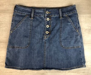 S.O.N.G. Mini Skirt Blue Button Up Denim Womens Dress Size 9/29 (Actual W28XL15) - Picture 1 of 20