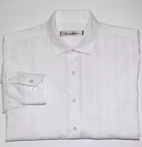 Camisa Tommy Bahama Blanca Algodón Lino Bordada Mangas Largas Botones Talla XL - Imagen 1 de 10