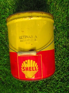 Vtg Shell Retinax A Grease 5 Gallon Bucket w/ Wood Handle Rheem Mfg New Orleans - Picture 1 of 7