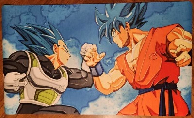 Mouse Pad Dragon Ball Super Goku Vegeta Azul Sparing Playmat mesa TCG CCG 24x14 - Imagem 1 de 4