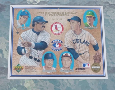 Héroes de béisbol de cubierta superior - 8,5" x 11" - 13/05/93 - Cardenales (15370) Foto 1 de 2