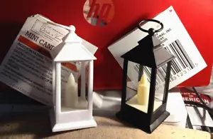 Mini Candle Lantern- Birch + Vince 2.2x 5" Choose Black OR White Battery Includ - Picture 1 of 3