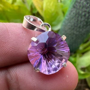 Colgante de piedras preciosas sueltas de amatista natural certificado de 15,30 quilates en plata maciza 925 - Imagen 1 de 5