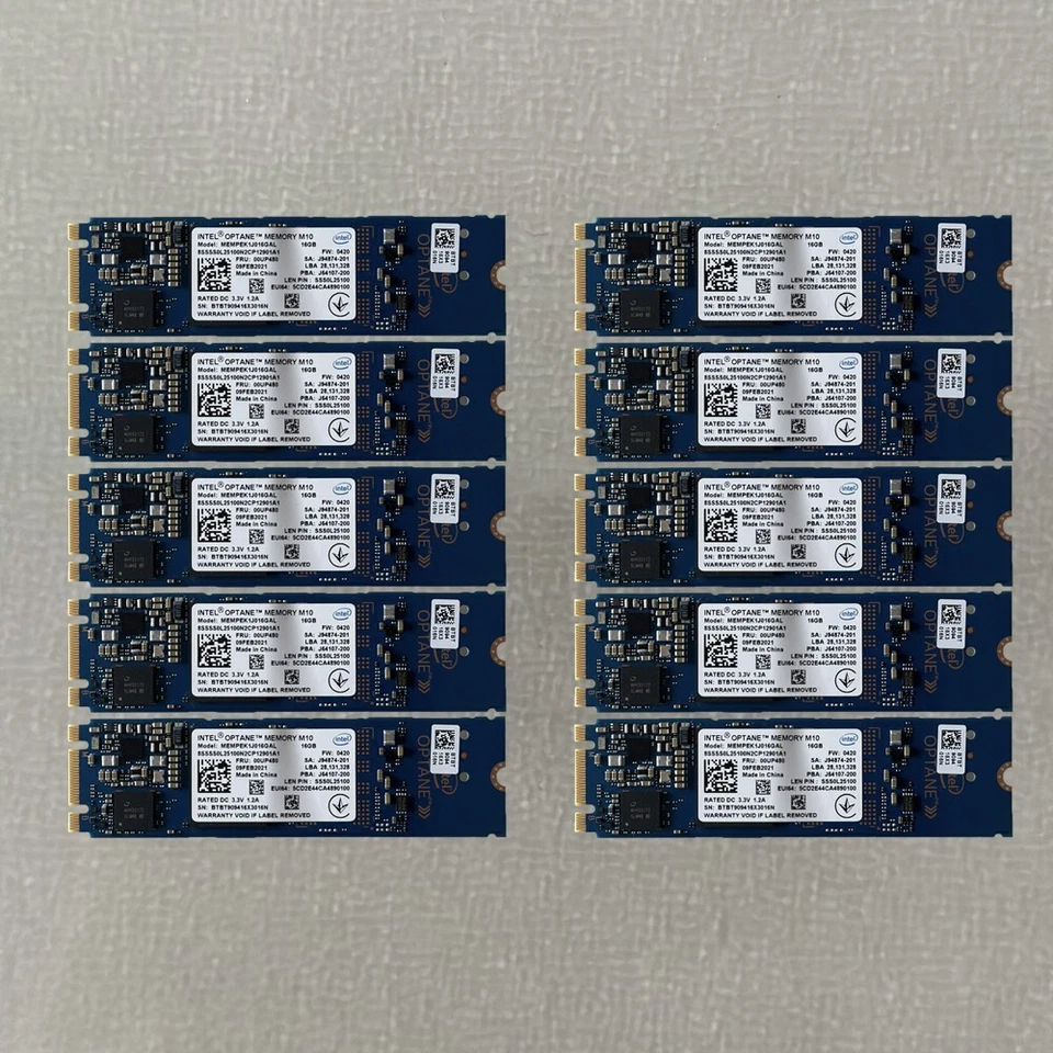 10x Intel Optane Memory M10 SSD M.2 2280 16GB MEMPEK1J016GA PCIe 3.0 Xpoint NVMe - Image 1 of 4
