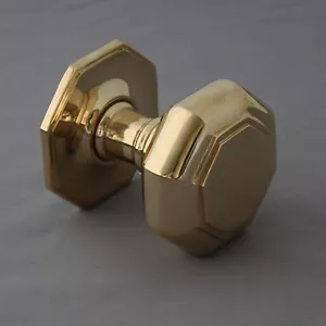 Large Georgian Brass Octagonal Door Pull - Picture 1 of 6