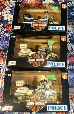 Maisto 1:18 Harley Davidson NYPD, BOSTON & 911 Police Patrol Series 4 Diecast Novo - Imagem 1 de 4