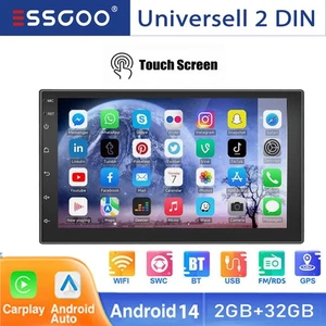 Carplay 2 DIN 7" Android 14 2+32GB Autoradio GPS NAVI WiFi RDS Bluetooth USB SWC - Bild 1 von 13