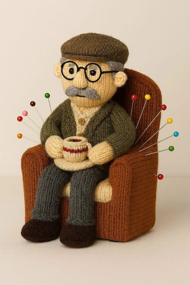 Pin Cushion Grandad Armchair Knitted DK knitting Pattern Only 25cm Tall - Image 1 of 1