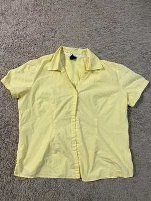 Camisa Ediciones Básicas Mujer XL Amarilla Botón Frontal Manga Corta Blusa Cuello Foto 1 de 4