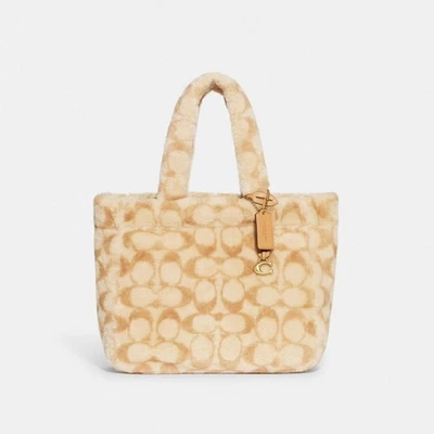 COACH Signature Shearling Tote, light brown, #296. - Image 1 of 4