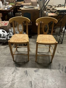 Pottery Barn Italian Rush Seat Bar Stools - Set Of 2 Stools - Picture 1 of 13