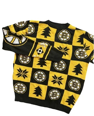 Suéter Boston Bruins Feo Navidad Tejido Negro Dorado NHL Hockey Hombres Pullover Foto 1 de 4