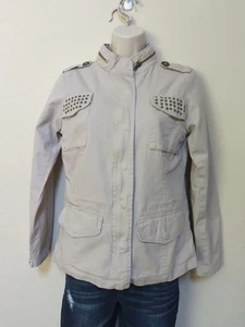 Charlotte Russe Utility Jacket Woman Sz S Studded Zip Snap Closure Pockets - Picture 1 of 15