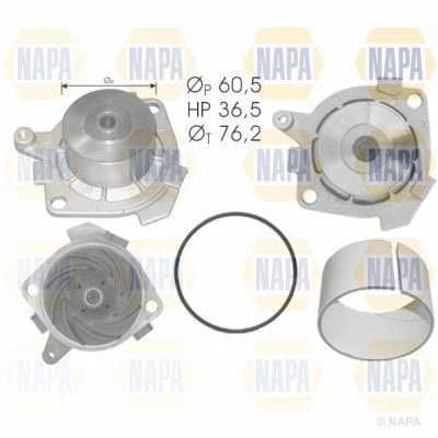 NAPA Water Pump for Fiat Coupe 20V 182A1.000 / 182B3.000 2.0 (8/96-9/98) Genuine - Image 1 of 4