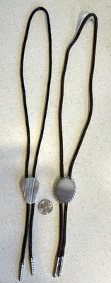 Corbatas Bolo negras plateadas piedras de ágata blancas negras para hombre o mujer Foto 1 de 4