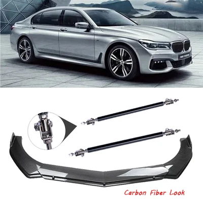 Carbon Fiber Front Bumper Lip Spoiler Splitter Strut Rod For BMW 740i 750i Ser Foto 1 de 4