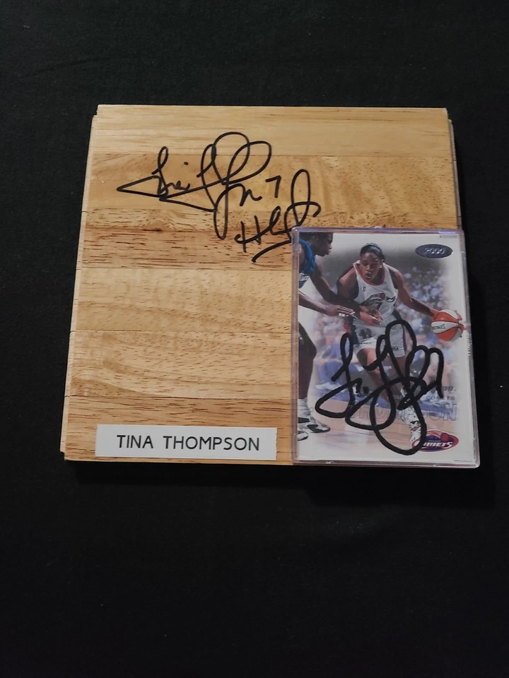 Tina Thompson Signed Card & Piece of Floor (Houston Comets) 2000 Skybox #101 - Image 1 of 1