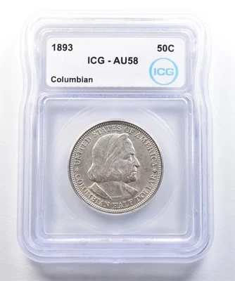 1893 Columbian Exposition Commemorative Half Dollar AU58 ICG *7807 - Image 1 of 3