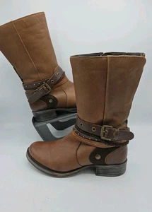 Lotus Huambo wadenlange Damenstiefel UK-Größe 5 – hellbraun Cowboy-Stil Biker  - Bild 1 von 12