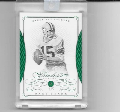 Panini Flawless Emerald #111 2015 Bart Starr Green Bay Packers 2 de 5 Foto 1 de 2