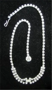 SALE: NECKLACE rhinestones Clear prong-set center sparkle 16" PROM perfect - Picture 1 of 5