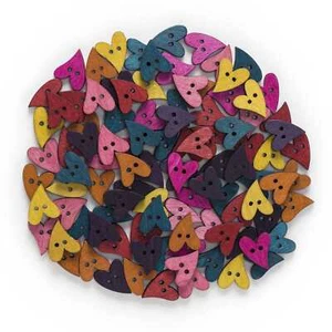 50pcs Heart Shape Home Wood Buttons Sewing Scrapbooking Home Cloth Craft Decor - Picture 1 of 9