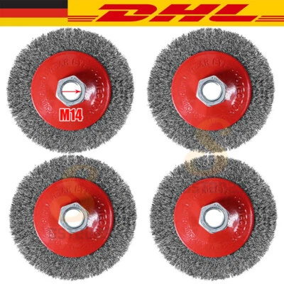 4x Kegelbürste Gewellt M14 Drahtbürste Scheibenbürste Für Flex Winkelschleifer - Bild 1 von 4