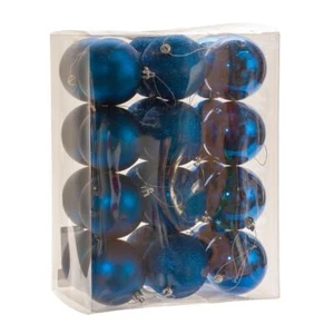 Royal Blue Mix 80mm Shatterproof Baubles Christmas Decorations Themed Pack 24 - Picture 1 of 1